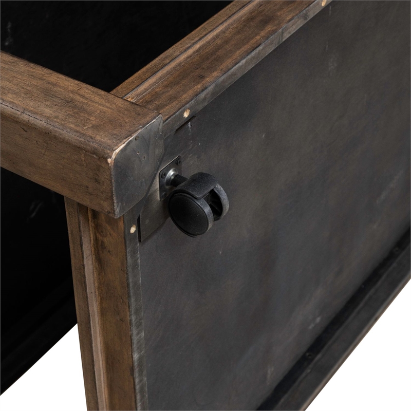 Pemberly Row Rectangular Cocktail Table with Casters and Open Shelf in Brown