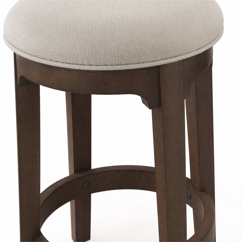 Pemberly Row Upholstered Console Stool with Chenille Seat in Cherry