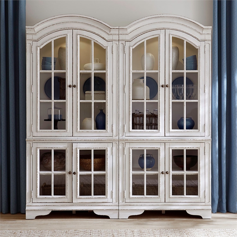 Pemberly Row 2 Piece Bunching Display Cabinet Set with Glass Doors in White