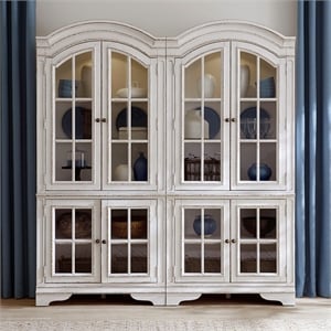 Pemberly Row 2 Piece Bunching Display Cabinet Set with Glass Doors in White
