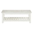 Pemberly Row Rectangular Cocktail Table with Slatted Shelf in White