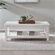 Pemberly Row Rectangular Cocktail Table with Slatted Shelf in White