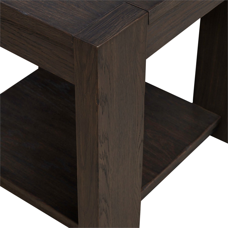 Pemberly Row End Table with Open Shelf and Over Scaled Legs in Brown