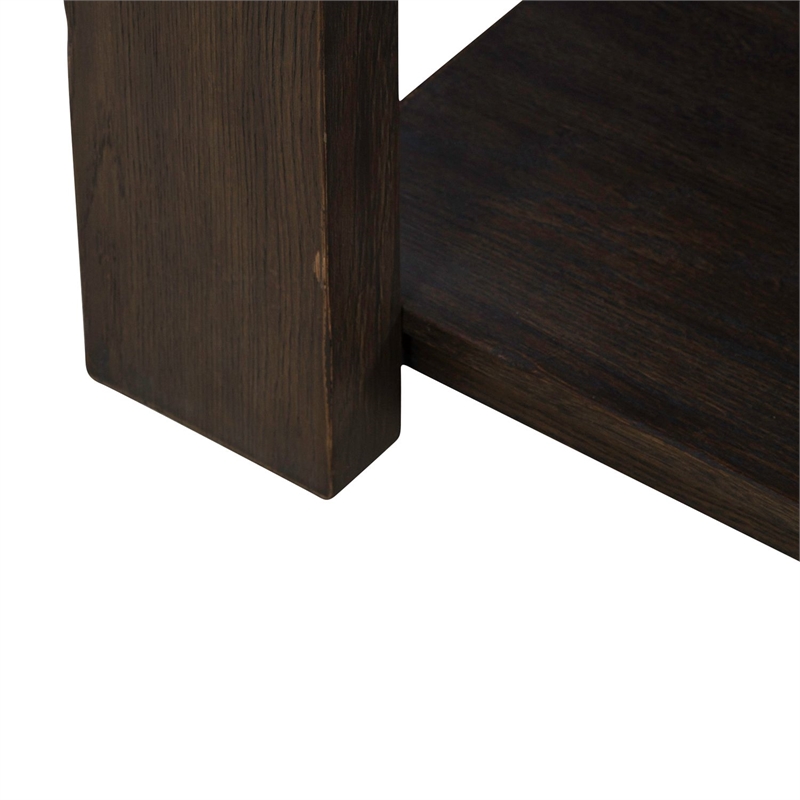 Pemberly Row End Table with Open Shelf and Over Scaled Legs in Brown