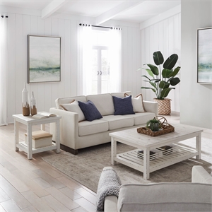 Pemberly Row 3 Piece Cocktail Table Set with Slatted Shelves in White