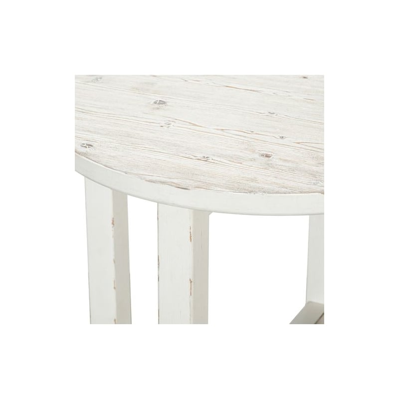 Pemberly Row Round End Table with X Style Trestle Base in White