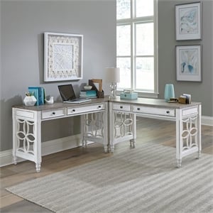 Pemberly Row L Shaped Desk Home Office Set with Corner Filler in White