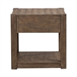 Pemberly Row Drawer End Table with Planked Top and Open Shelf in Brown