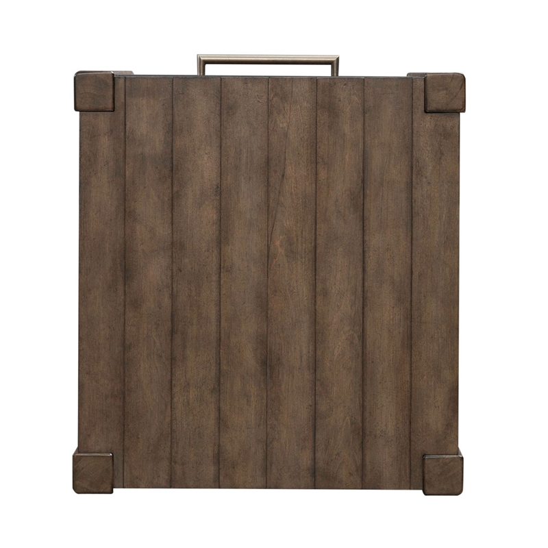 Pemberly Row Drawer End Table with Planked Top and Open Shelf in Brown