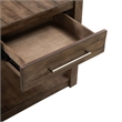 Pemberly Row Drawer End Table with Planked Top and Open Shelf in Brown
