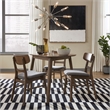 Pemberly Row 4 Piece Triangle Dining Table Set in Walnut and Linen