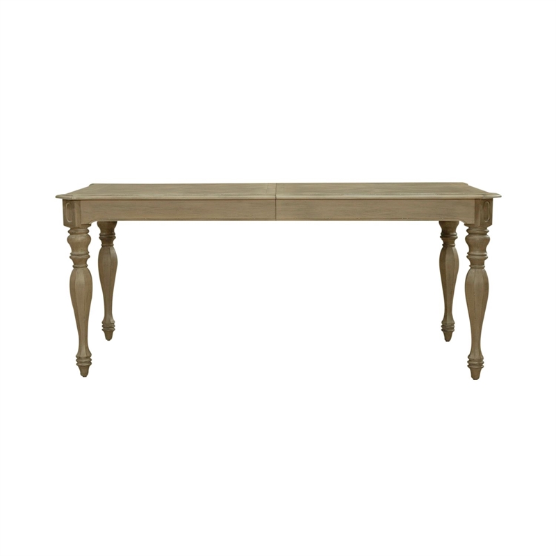 Pemberly Row Rectangular Leg Dining Table with 18 Inch Leaf in Brown