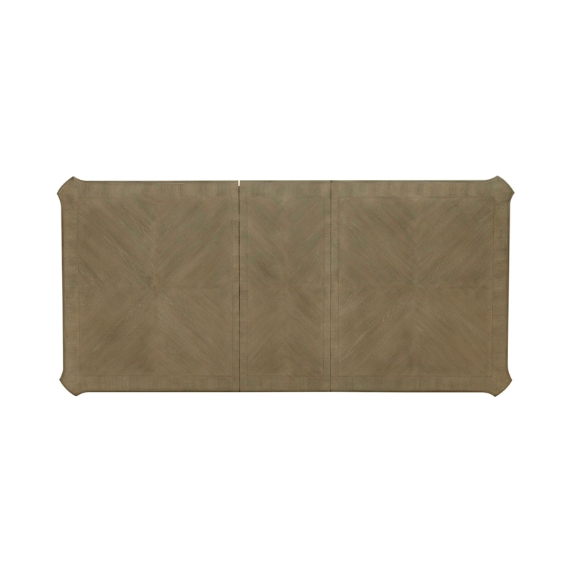 Pemberly Row Rectangular Leg Dining Table with 18 Inch Leaf in Brown