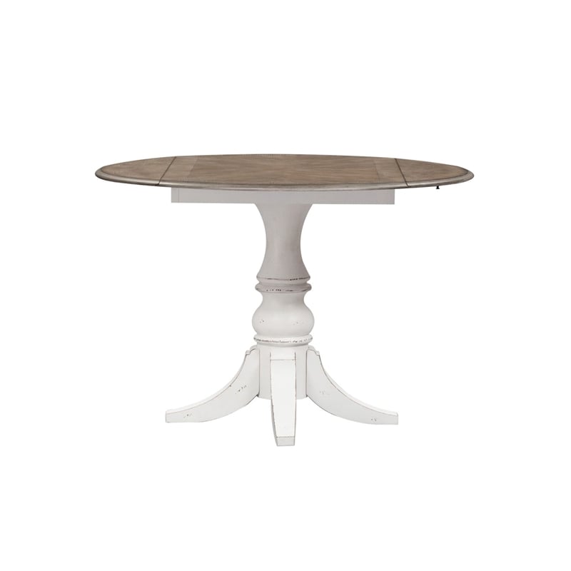 Pemberly Row 3-Piece Drop Leaf Dining Table Set in Antique White