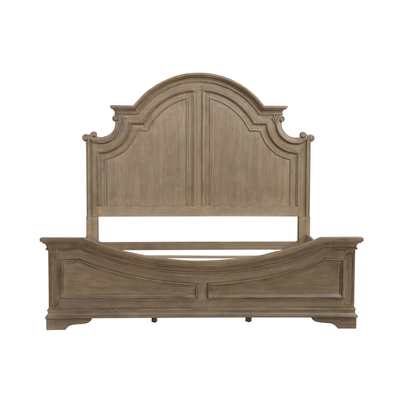 Pemberly Row California King Panel Bed with Arched Cap Rail in Brown
