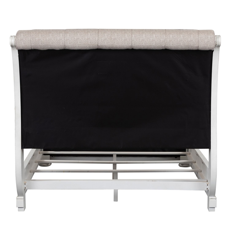 Pemberly Row California King Upholstered Tufted Sleigh Bed in White