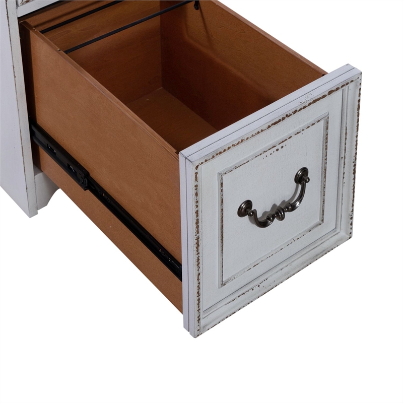 Pemberly Row 2 Drawer Mobile File with Casters Rubberwood Antique White