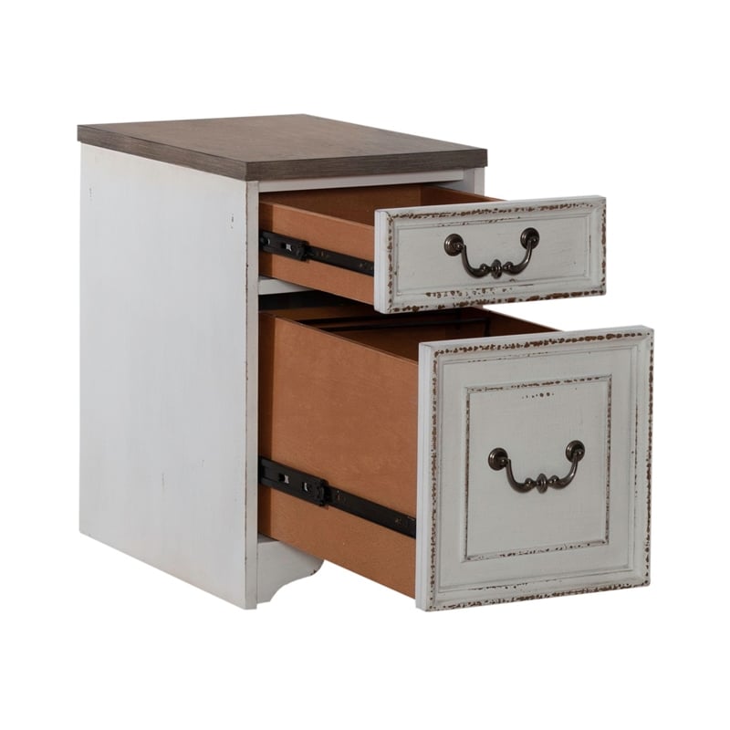 Pemberly Row 2 Drawer Mobile File with Casters Rubberwood Antique White