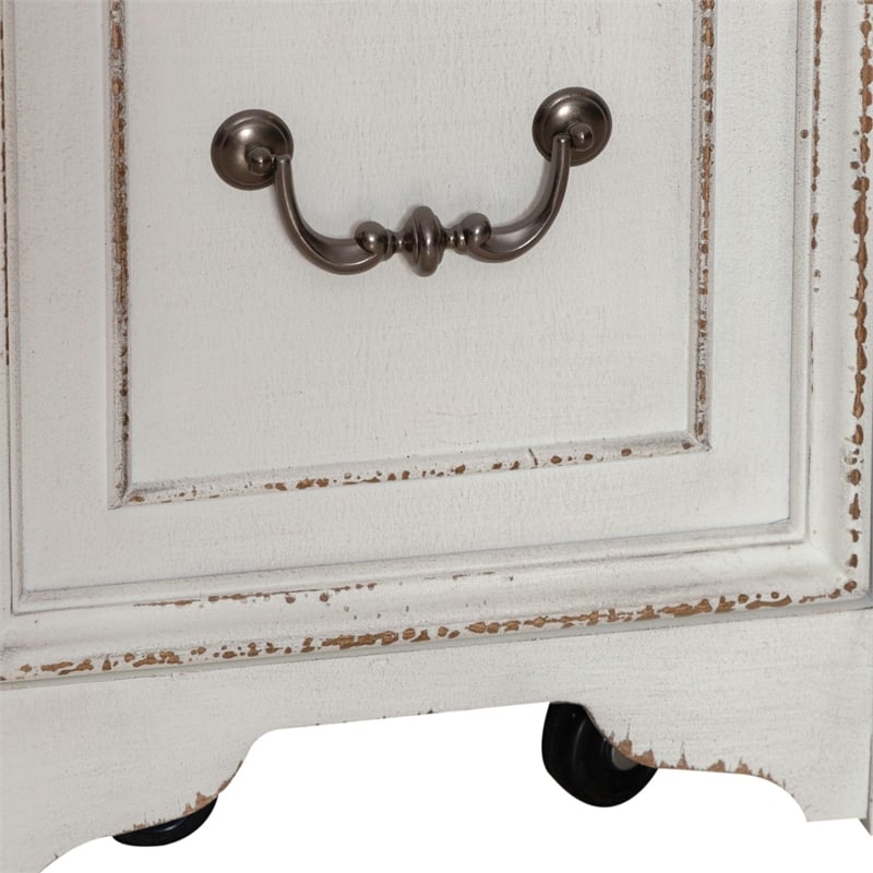 Pemberly Row 2 Drawer Mobile File with Casters Rubberwood Antique White