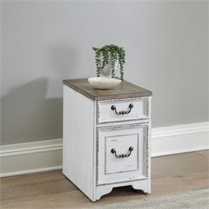 Pemberly Row 2 Drawer Mobile File with Casters Rubberwood Antique White