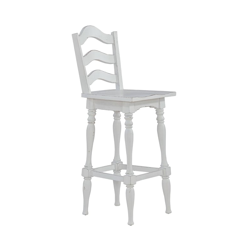 Pemberly Row Arched Ladderback Swivel Bar Stool Set of 2 in White