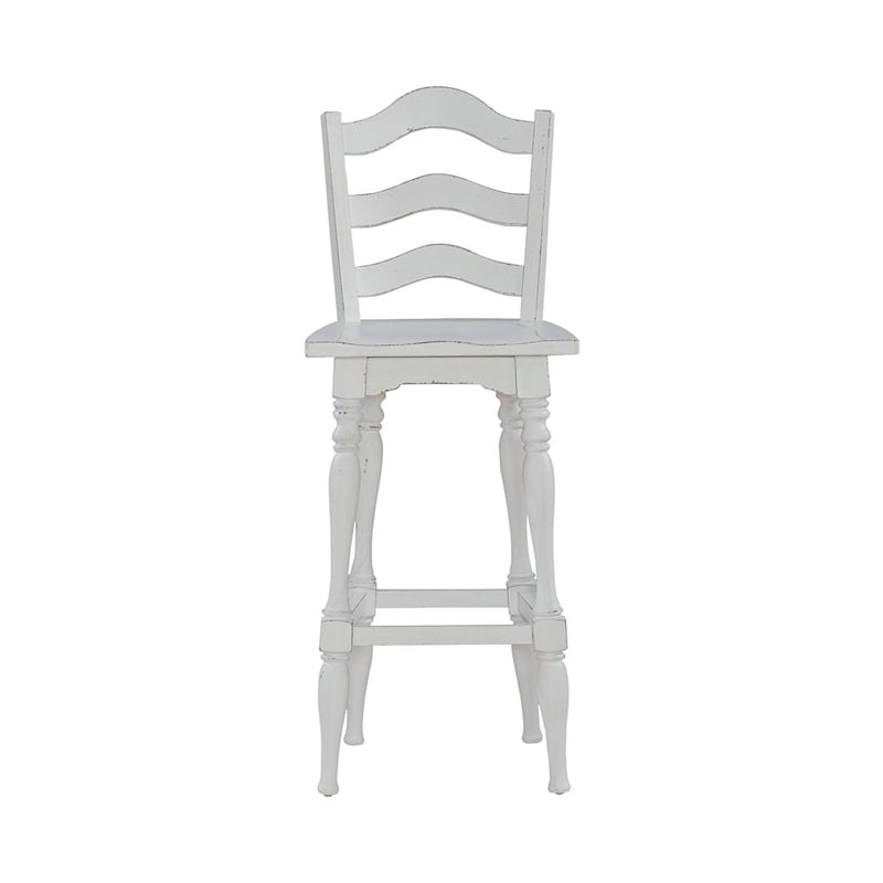 Pemberly Row Arched Ladderback Swivel Bar Stool Set of 2 in White