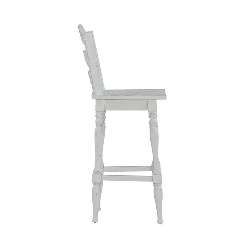 Pemberly Row Arched Ladderback Swivel Bar Stool Set of 2 in White