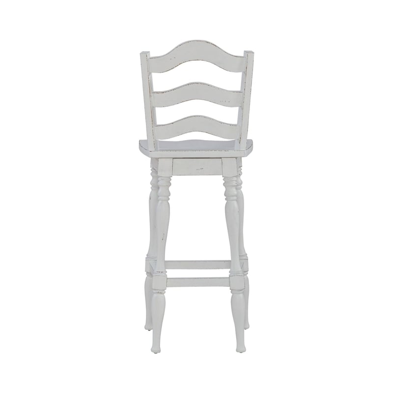 Pemberly Row Arched Ladderback Swivel Bar Stool Set of 2 in White