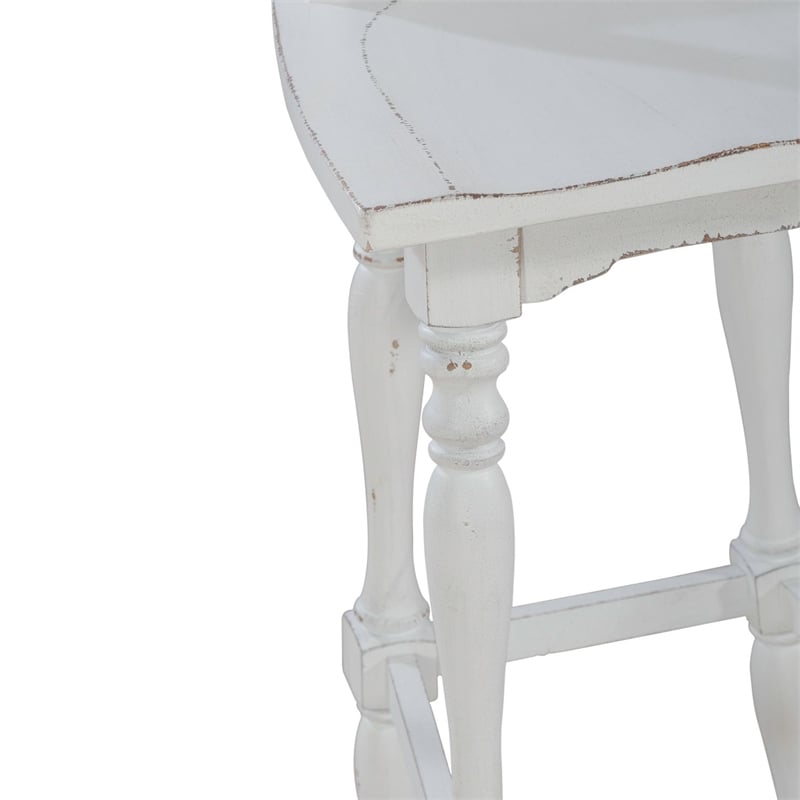 Pemberly Row Arched Ladderback Swivel Bar Stool Set of 2 in White