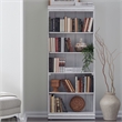 Pemberly Row 72 Inch Bookcase with Fixed Shelves and Planked Back in White