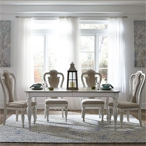 Pemberly Row 5 Piece Rectangular Table Dining Set with Chairs in White