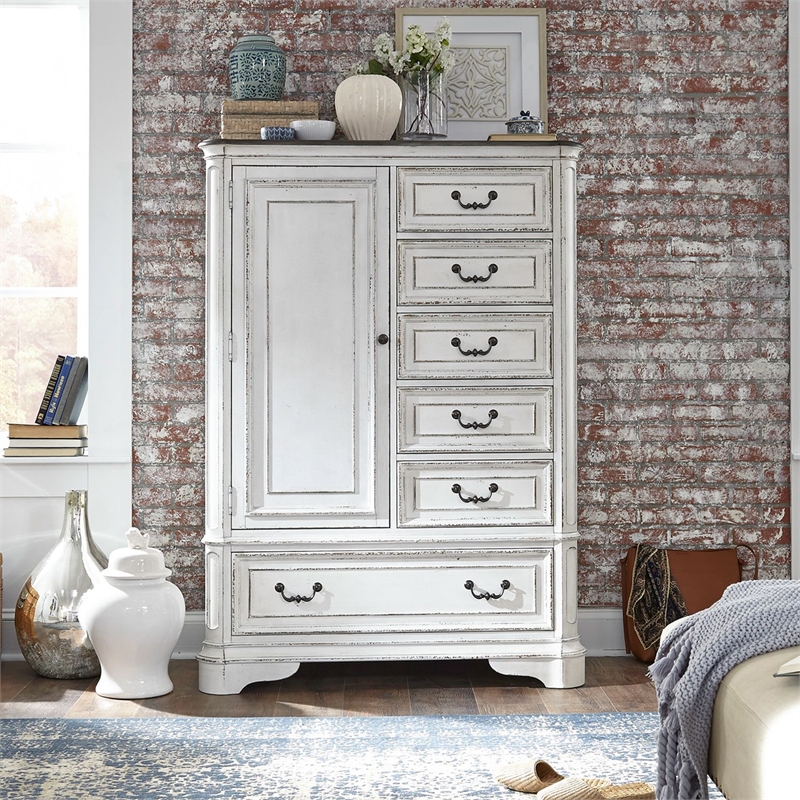 Pemberly Row Master Chest with Door and Cedar Lined Drawers in White