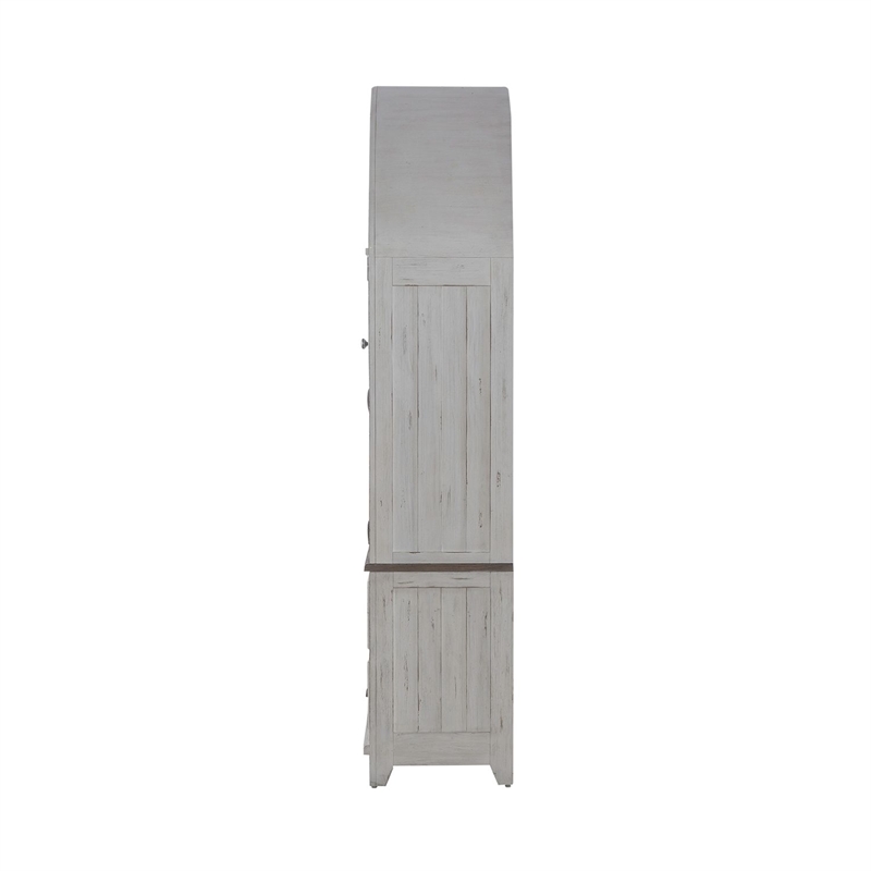 Pemberly Row Curio Cabinet with Seeded Glass Doors and LED Lighting in White