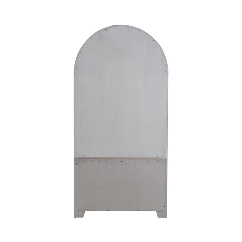 Pemberly Row Curio Cabinet with Seeded Glass Doors and LED Lighting in White