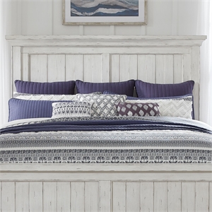 Pemberly Row Queen Mansion Headboard with Crown Molding in White