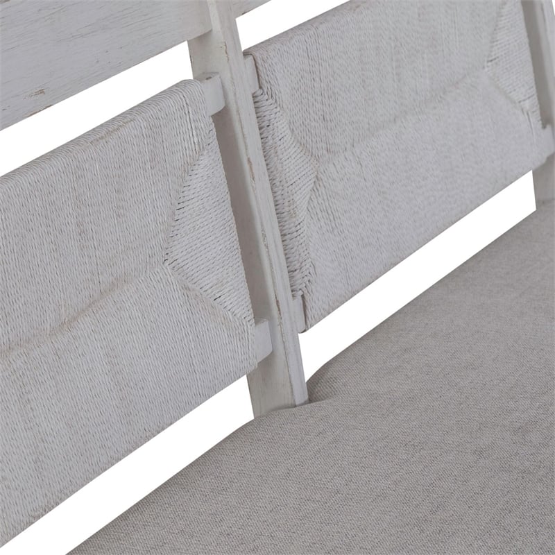 Pemberly Row Panel Back Dining Bench with Scrolled Arms in White
