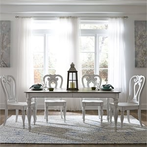 Pemberly Row 5 Piece Leg Table Dining Room Set with Chairs in White