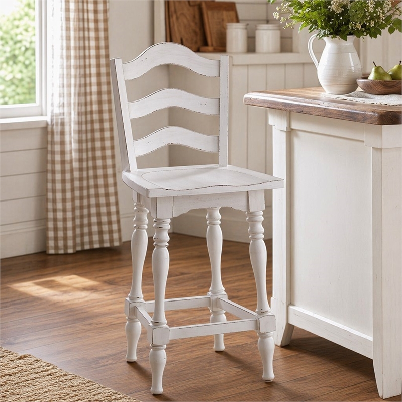 Pemberly Row Arched Ladderback Swivel Counter Height Chairs 2 Piece