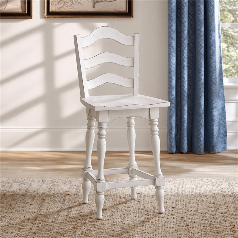 Pemberly Row Arched Ladderback Swivel Counter Height Chairs 2 Piece