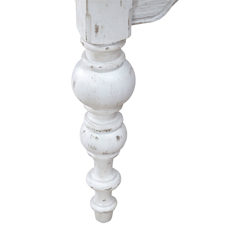 Pemberly Row Rectangular Leg Table with Removable 18 Inch Leaf in White