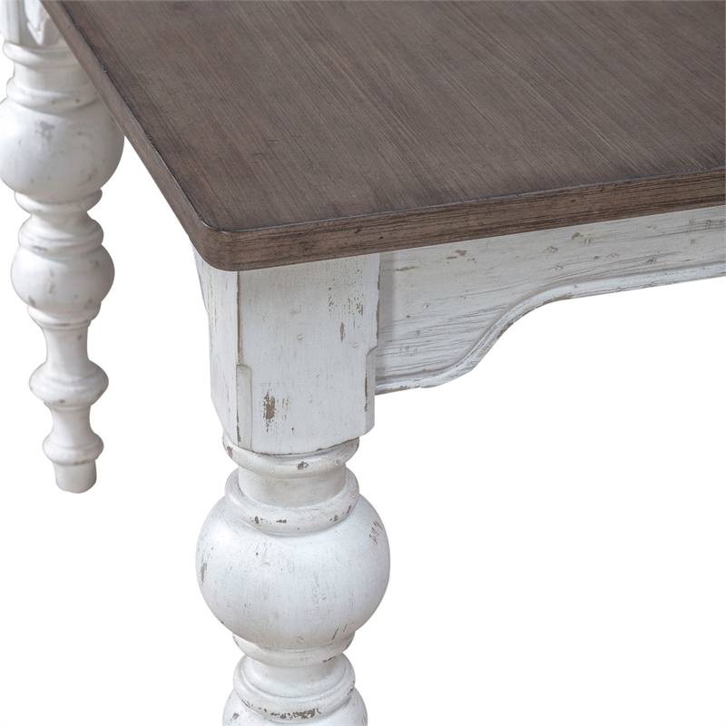 Pemberly Row Rectangular Leg Table with Removable 18 Inch Leaf in White