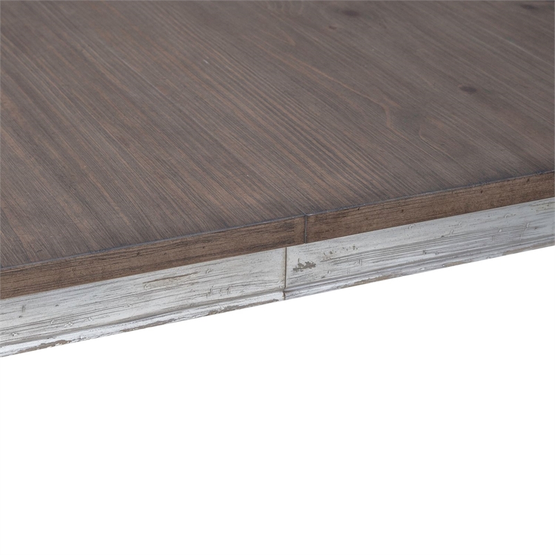 Pemberly Row Rectangular Leg Table with Removable 18 Inch Leaf in White