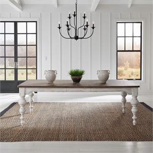 Pemberly Row Rectangular Leg Table with Removable 18 Inch Leaf in White