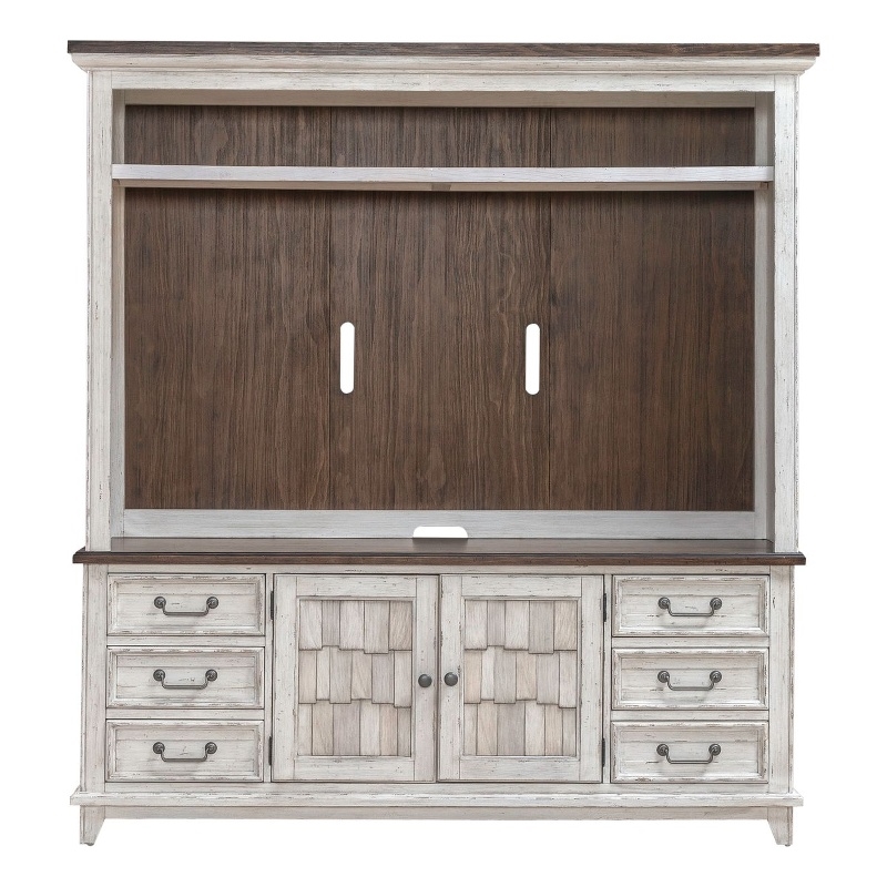 Pemberly Row Entertainment Center with Piers and Shingle Doors in White