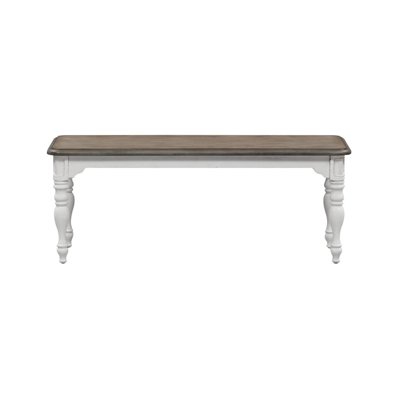 Pemberly Row 6 Piece Leg Table Dining Set with Bench in White