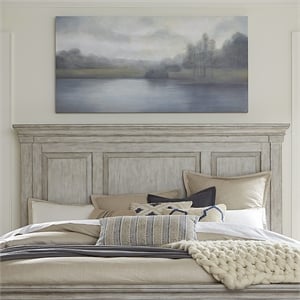 Pemberly Row King Panel Headboard with Crown Molding and Raised Panels in White
