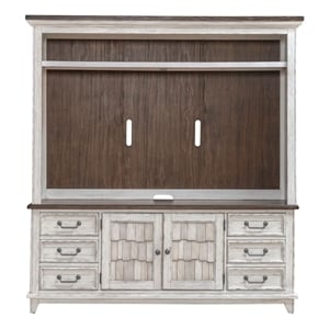 Pemberly Row Entertainment Center with Shingle Accent Doors in White