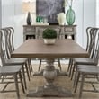 Pemberly Row 9 Piece Trestle Table Dining Room Set with Chairs in Gray Wood