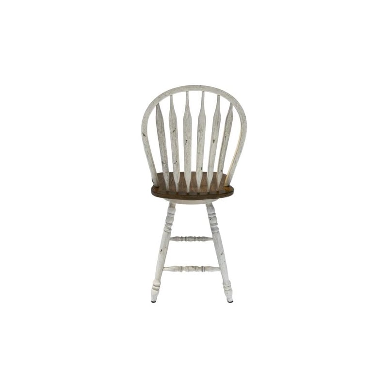 Pemberly Row Windsor Swivel Counter Chair with Arrow Back in White