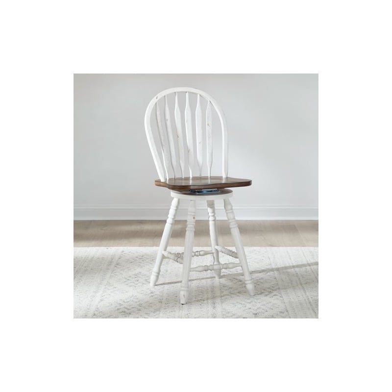Pemberly Row Windsor Swivel Counter Chair with Arrow Back in White